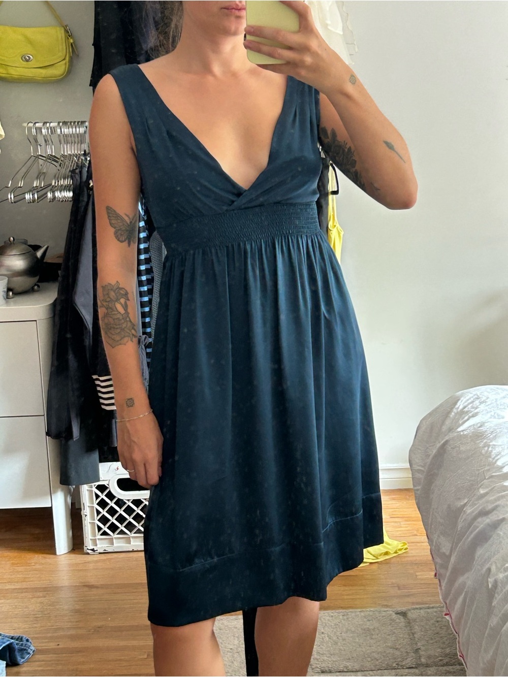 VINTAGE jacob silk midi teal dress